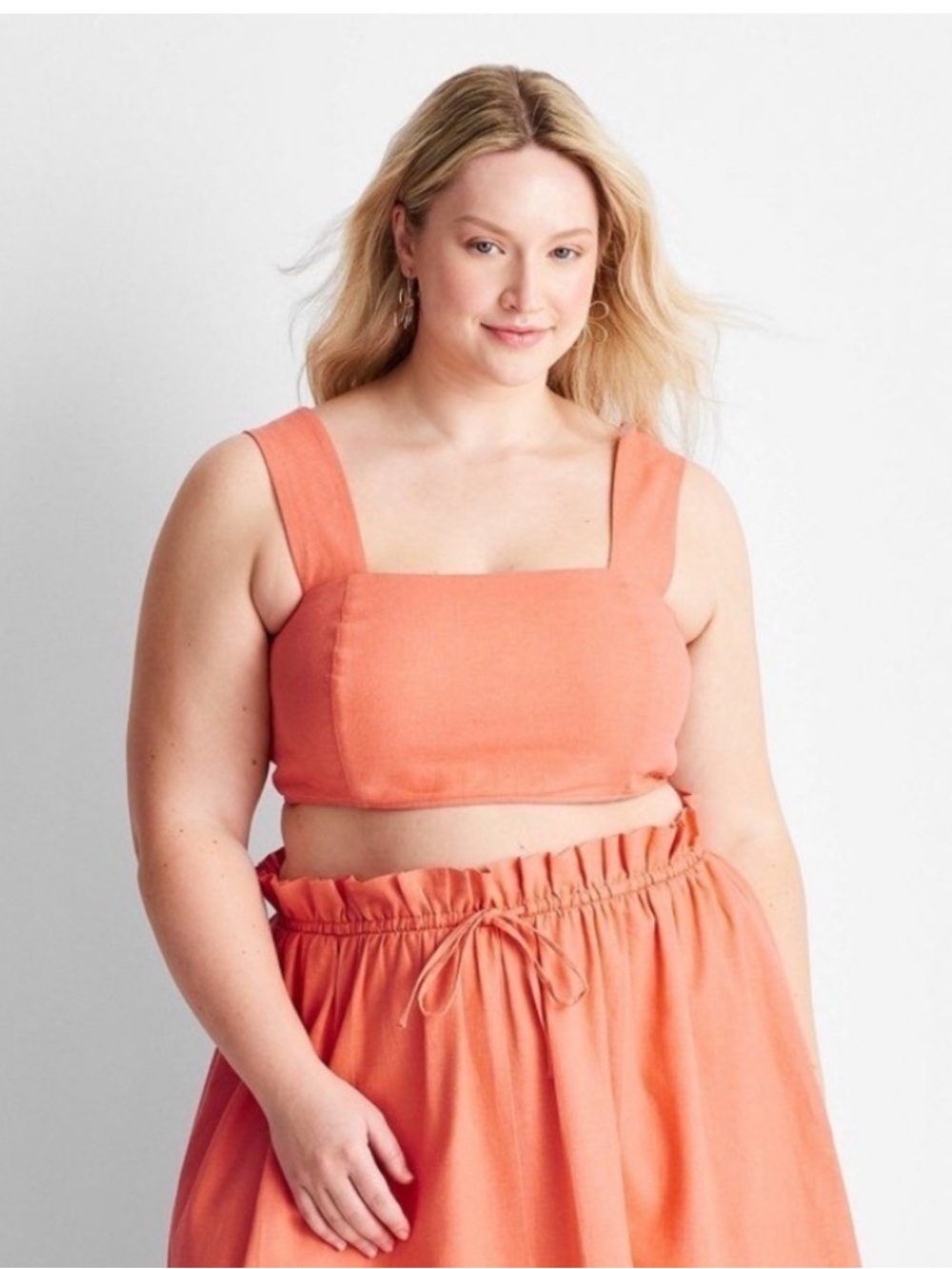 Square-Neck Top in Coral